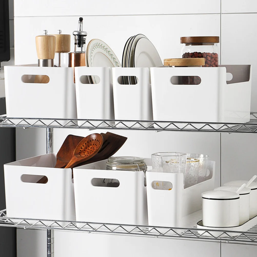 

1Pcs Storage Basket Plastic Desktop Organizing Box White Multi-Purpose Storage Box for Bathroom Kitchen Sundries