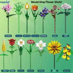 Mould King Flower World Series Building Blocks Flower Bouquet Rose Orchid DIY Toys Girls&Mom Gift Home Bonsai Plant Decoration