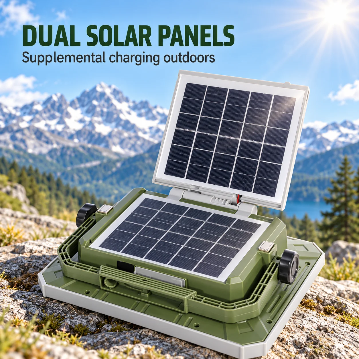 308 LEDs 2600LM Solar Camping Lantern 13800mAh Rechargeable Work Lamp Dual Solar Panels 9H Runtime IPX6 Outdoor Emergency Light
