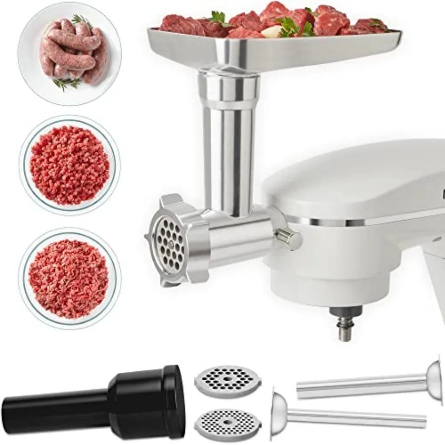 

Instant Meat Grinder Attachment for Stand Mixer Includes Grinding Plates Cutting Blade Tube Food Tray Pusher and Feeder Housing