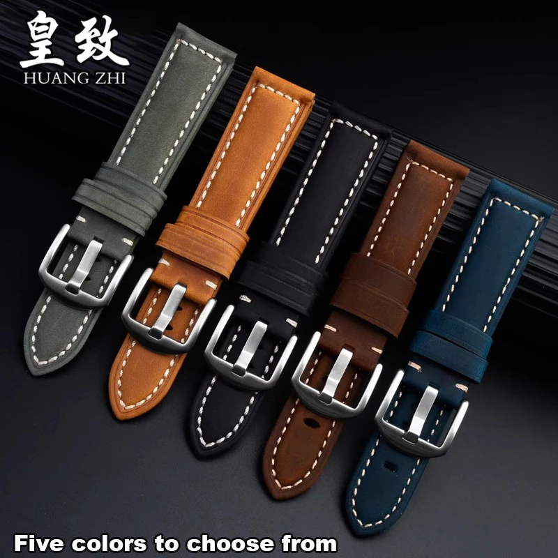 Crazy Horse Cowhide Watch band For IWC Pilot Series IW377714/IW388114 Men's Retro Matte Leather Watch Strap 20mm 22mm Bracelet