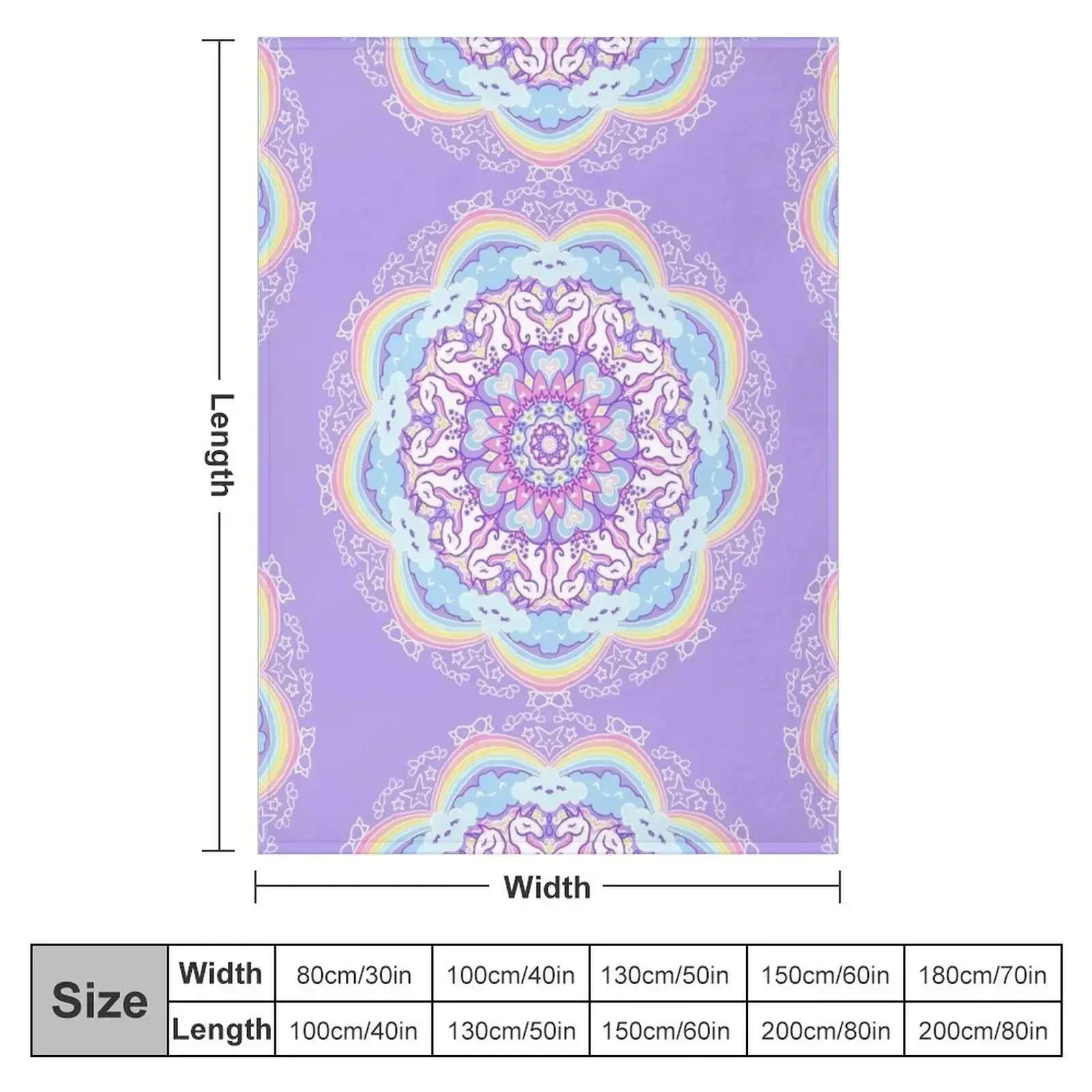 Unicorn mandala in purple Throw Blanket anime Kid'S Retros for winter Picnic Polar Blankets
