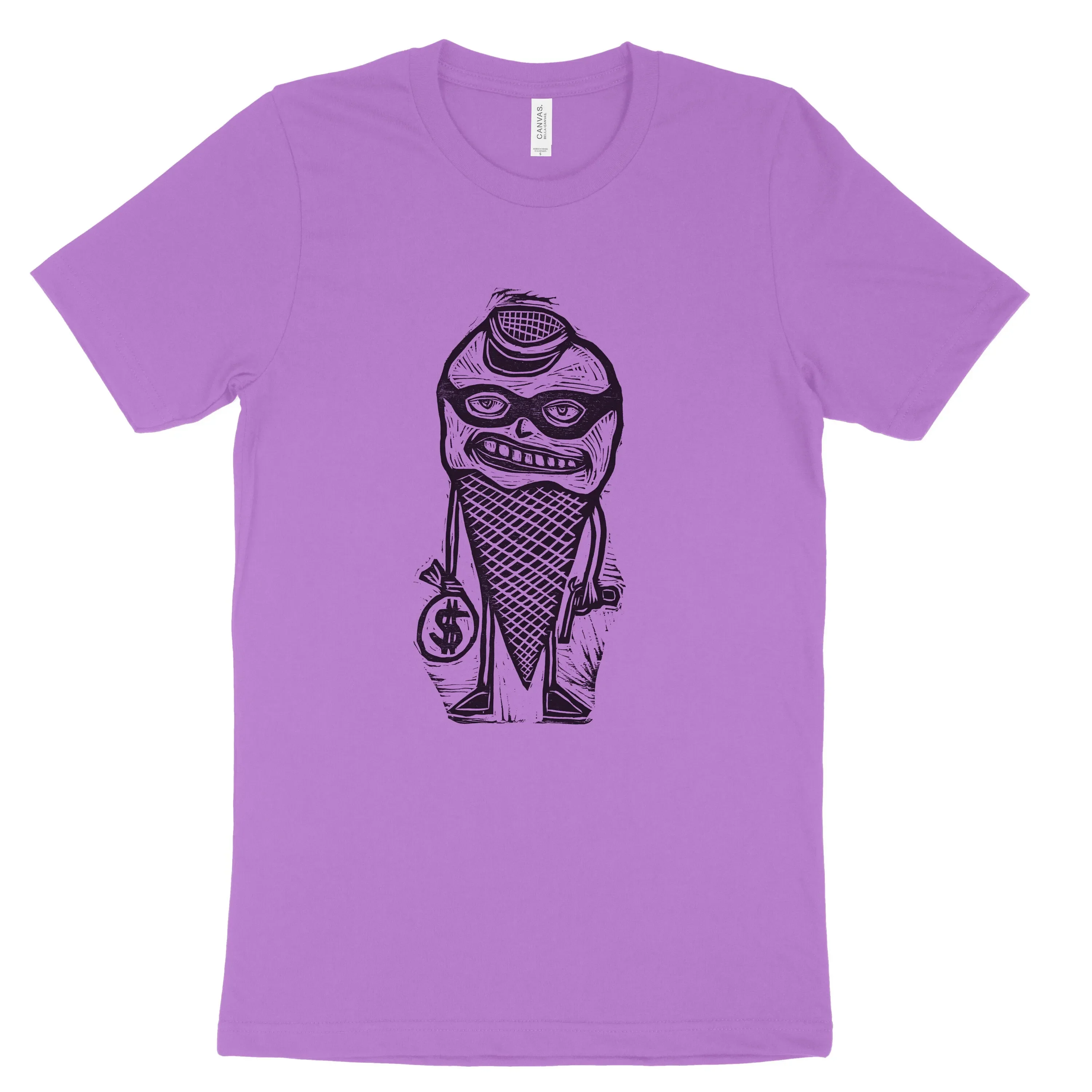 Bandit Cone Woodcut Handprinted T Shirt