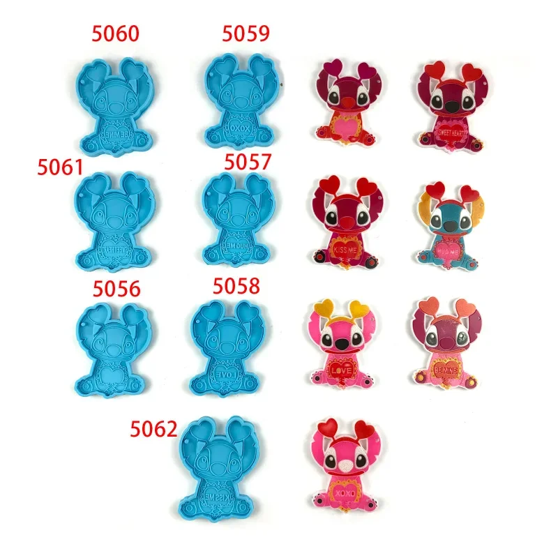 Disney Stitch Anime Figure Silicone Mold DIY Pendant Epoxy Resin Molds Necklace Keychain Making Mould Chocolate Candy Mould Gift