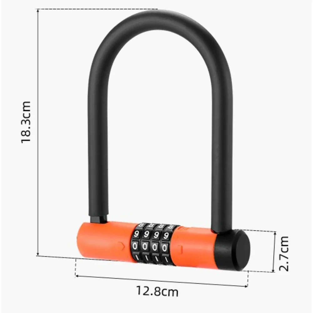 

New High-Security Bike U-Lock (4-Digit Combination) - Heavy-Duty Lock For Mountain/Road Bicycles Scooters & Helmets