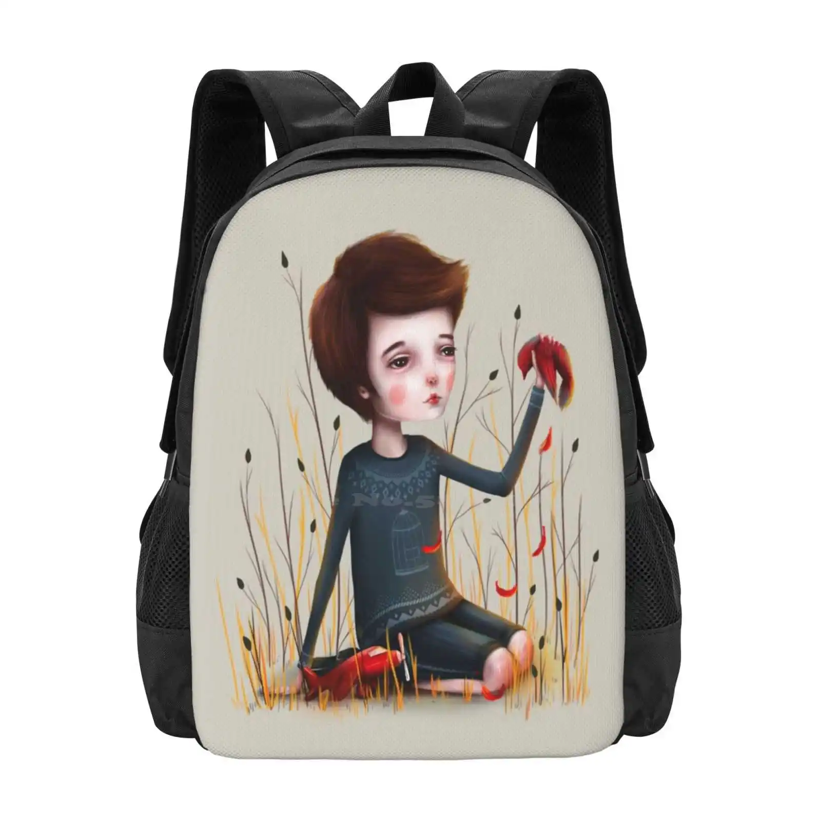 New Toy Bag Backpack For Men Women Girls Teenage Bird Boy Childhood Feathers Cute Dead Field Plane Toys Red Branch Sun Grass