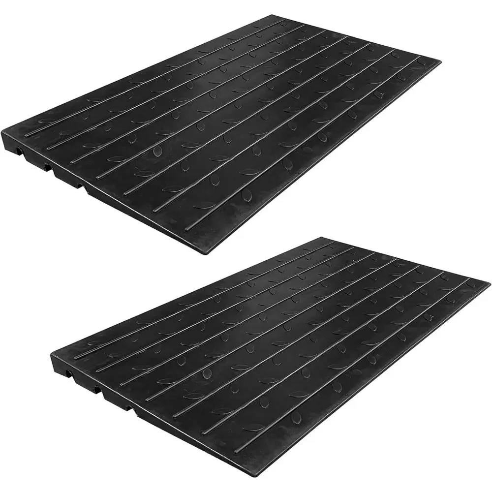Non-Slip Rubber Threshold Ramp for Wheelchair and Mobility Scooter Accessibility, Ideal for Home, Steps, Doorways, and Curbs (2-