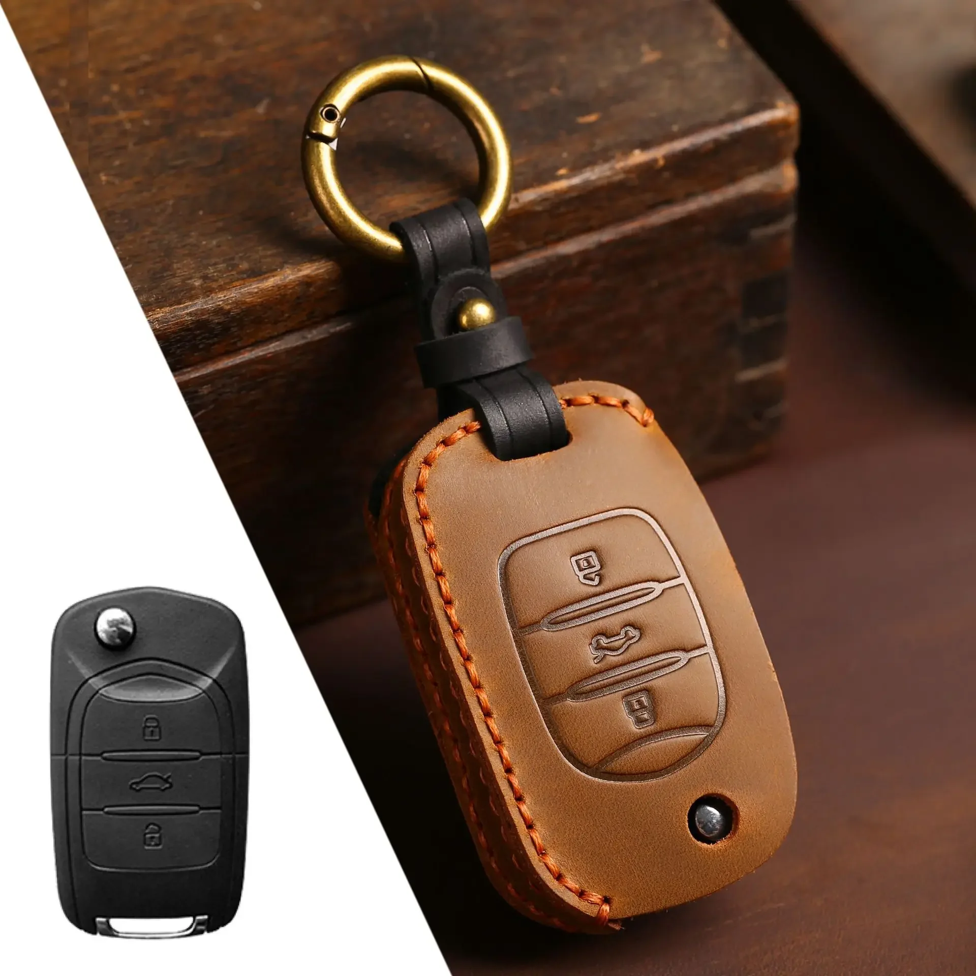 

1pc Leather Car Key Case Cover Fob Shell For Baojun 560 Rs-5 530 630 310 E100 310W 510 730 360