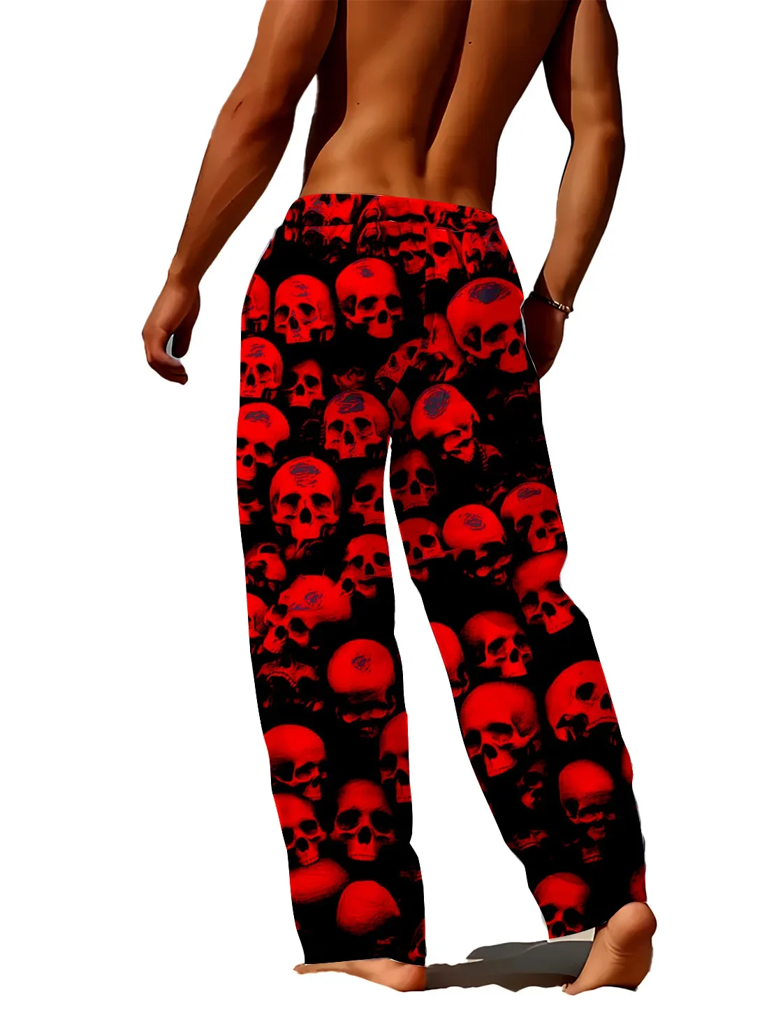 2025 new Men's clothing skull pattern pants 3D digital printing, fast drying non fading party outdoor home casual pants