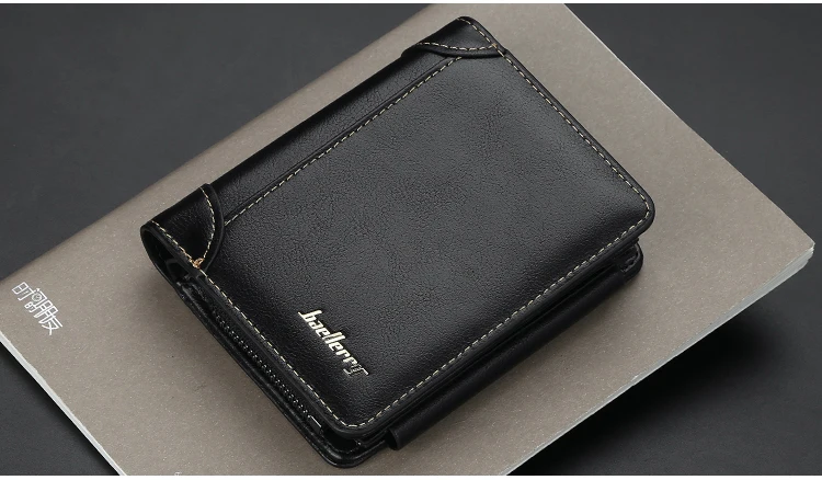 Brand Men PU Leather Short Wallet With Zipper Coin Pocket Vintage Big Capacity Male Short Money Purse Card Holder New