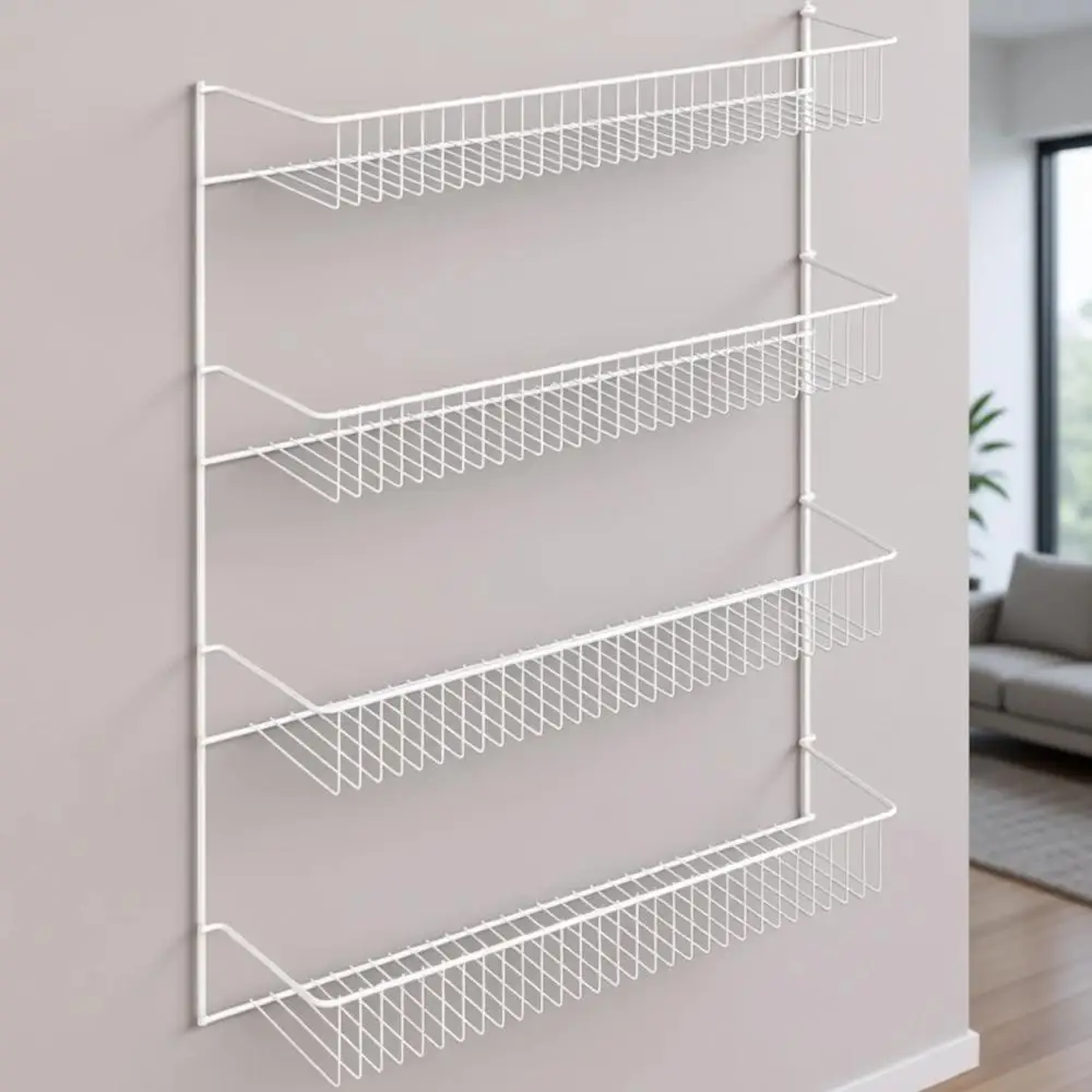 

4-Tier White Wall Rack, 18.75 W x 25.75 H x 5 D