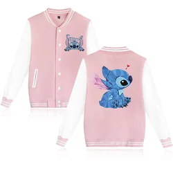 Sudadera con capucha de Stitch de Disney, chaqueta de béisbol para niños, sudadera para hombres y mujeres, chaquetas Harajuku para niños y niñas, ropa de calle, abrigos universitarios