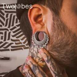 Twolobes 2PCS 316 Stainless Steel Saddle Plugs Tunnels Expander Plugs Stretcher Piercing Women Body Jewelry
