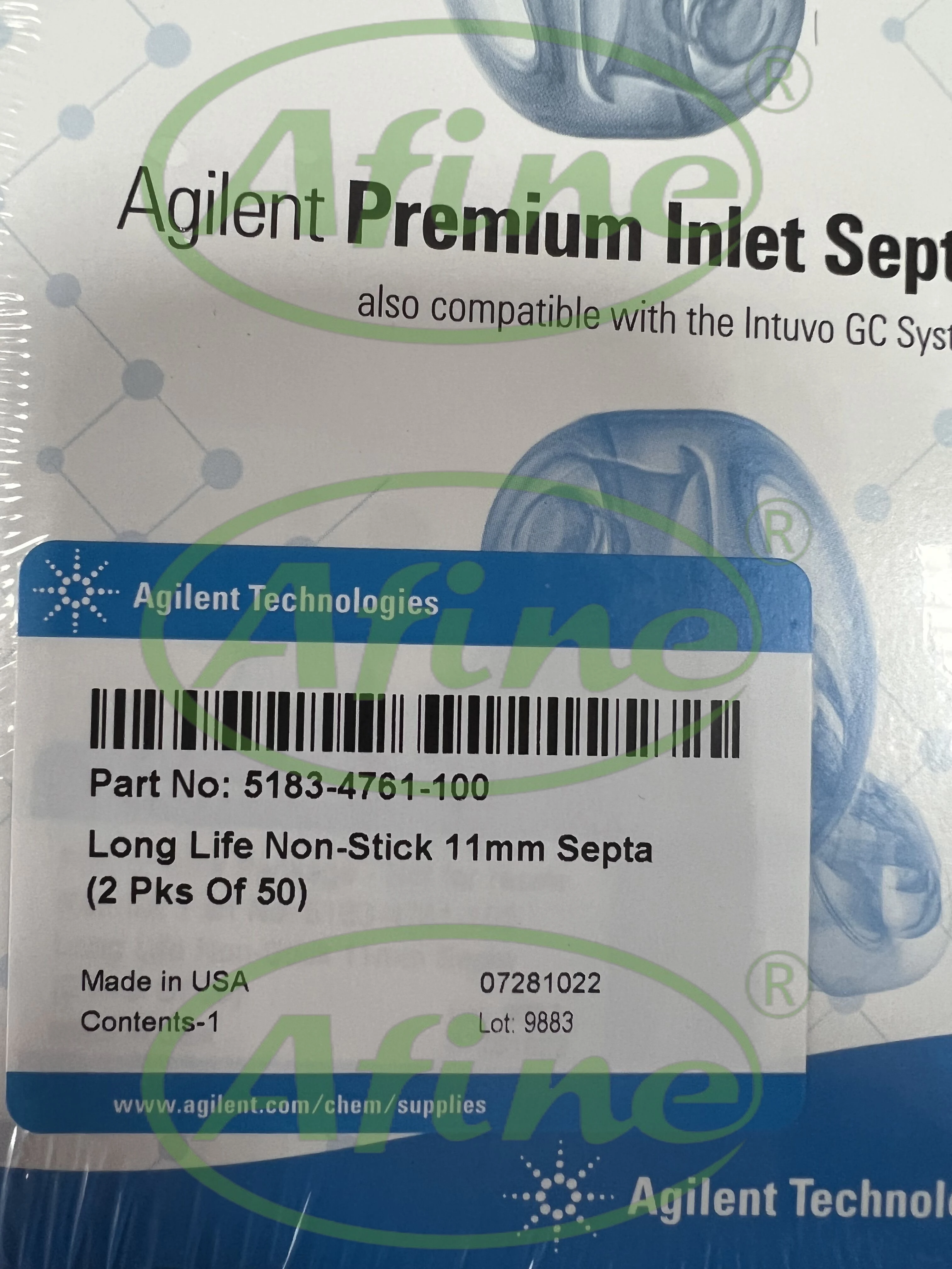 

AFINE Agilent Long Life Septa for GC 5183-4761-100 Inlet Septa Non-stick 11 mm 100/pk for 5880 5890 4890 6850 6890 7890