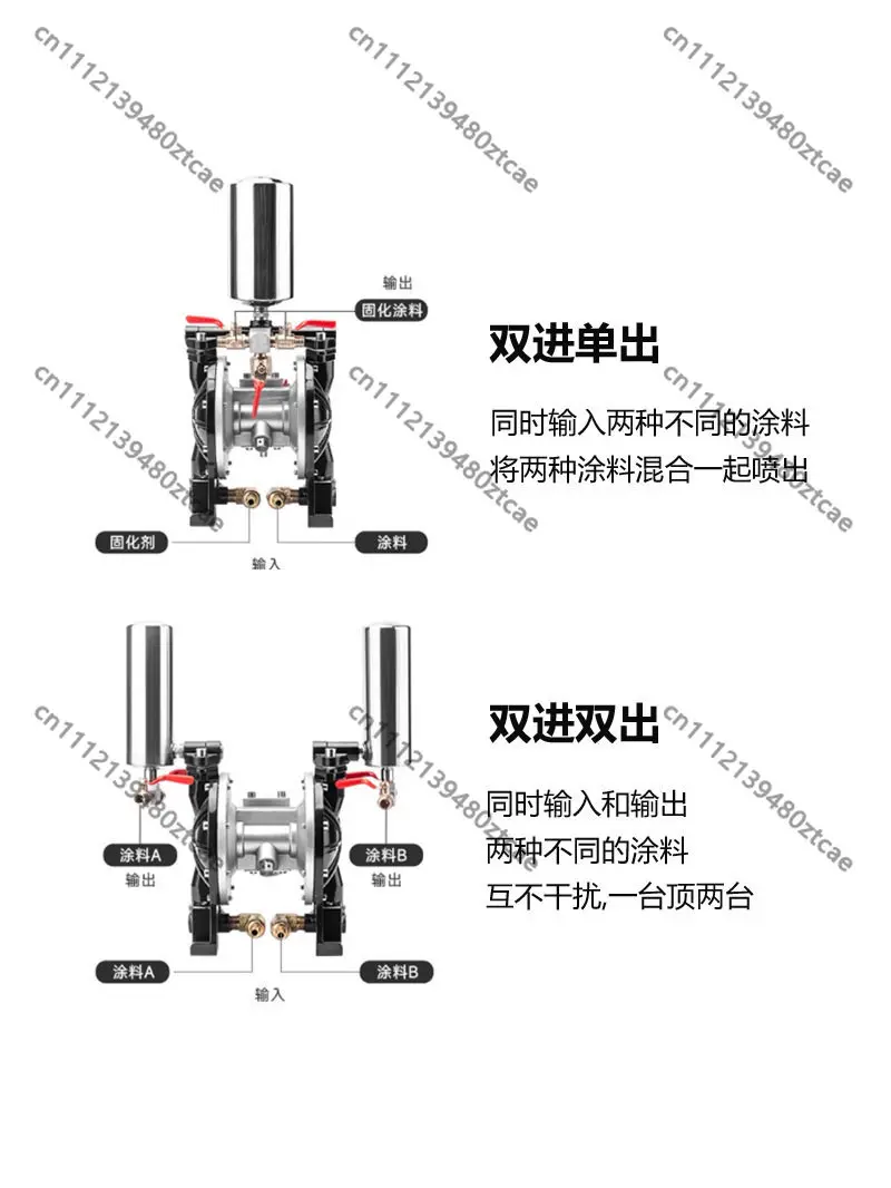 A10 Pneumatic Diaphragm Pump Acid Alkali Corrosion Resistant For Paint Glue Ink High Pressure Spraying