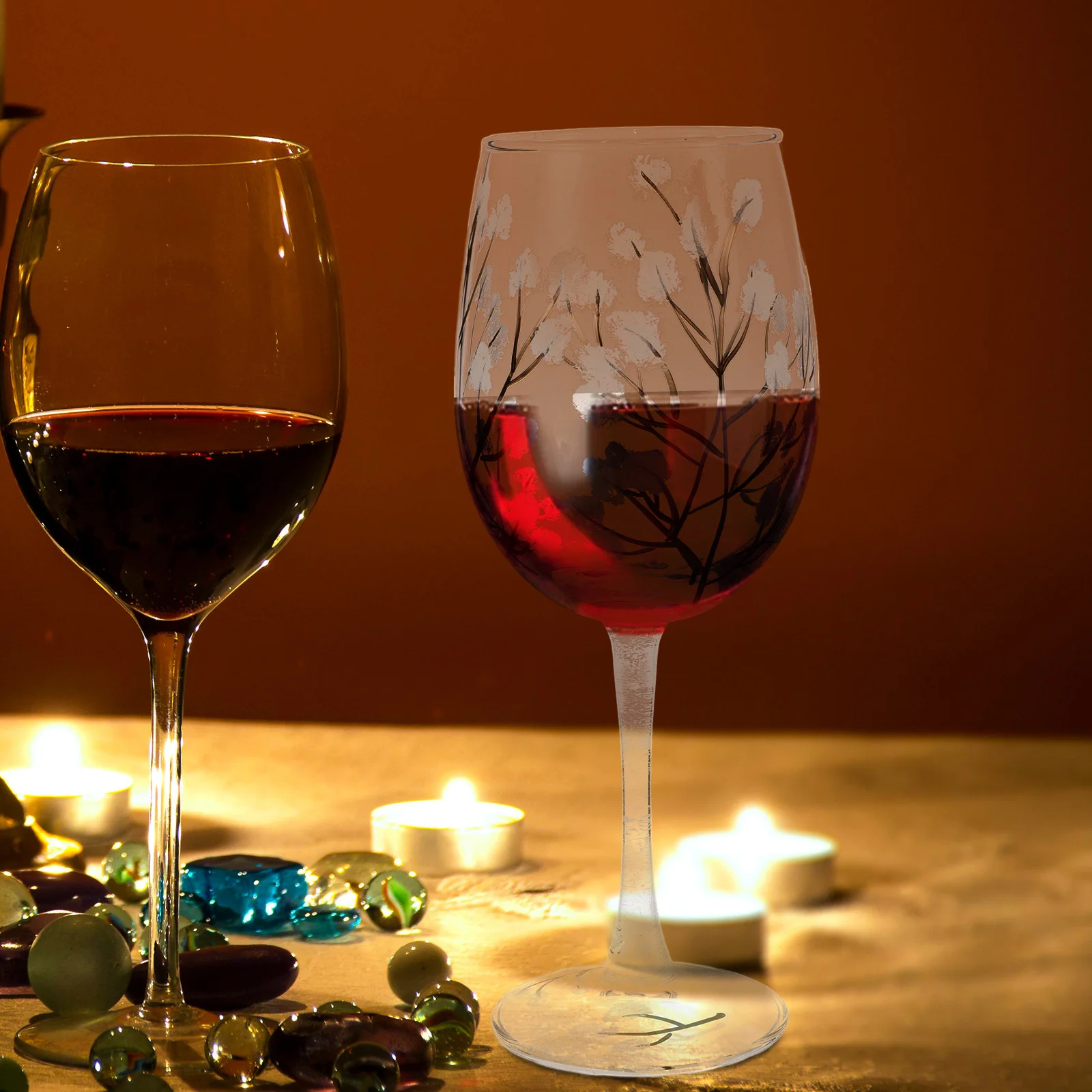 

Colorful Painted Wine Glass Artistic Hand Printed Goblet Long Stem Birthday Wine Gift Decorative Birthday Glass for Women