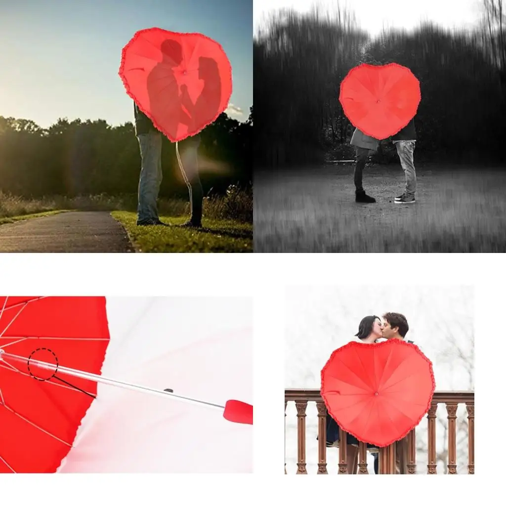 Stylish Heart Umbrellas Detailed Bridal Sunshades Essential Sun Blockers high quality