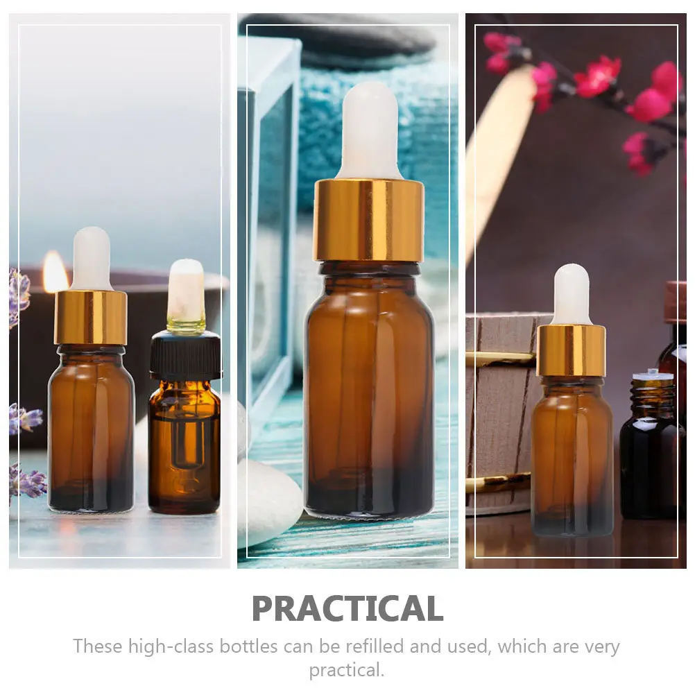 

10Pcs Essential Oil Bottles Frosted Empty Dropper Bottles Portable Refillable Glass Bottle Oil Container Travel Use