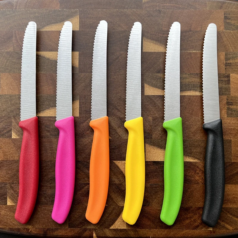 6 Stainless Steel Serrated Steak knife Round Tip Fruit And Vegetable Paring Knife Kitchen Baking Toast Serrated Bread Knives