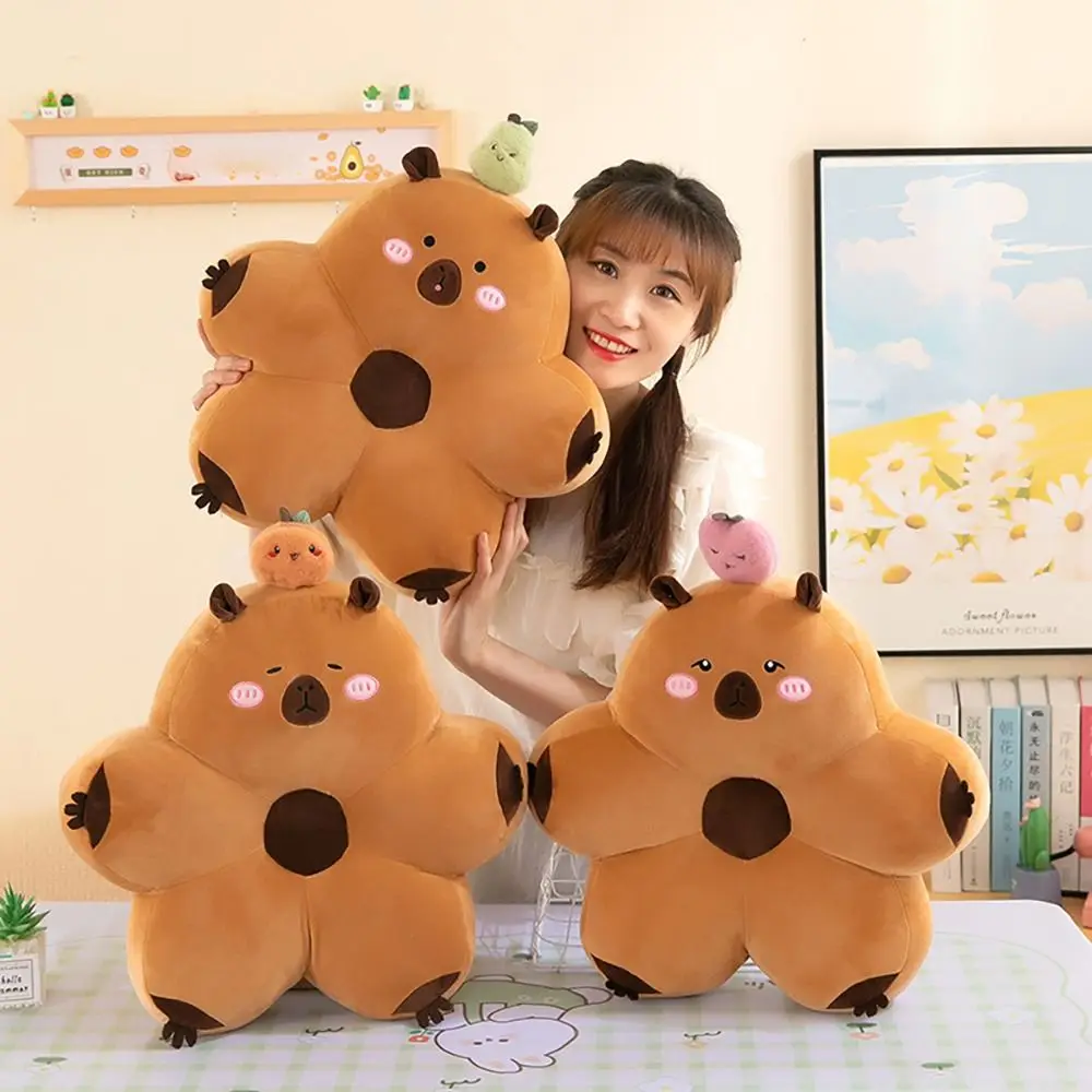 Cute Plush Capybara Cushion PP Cotton Comfortable Couch Pillow Thick Cartoon Waist Pillow Long Sitting