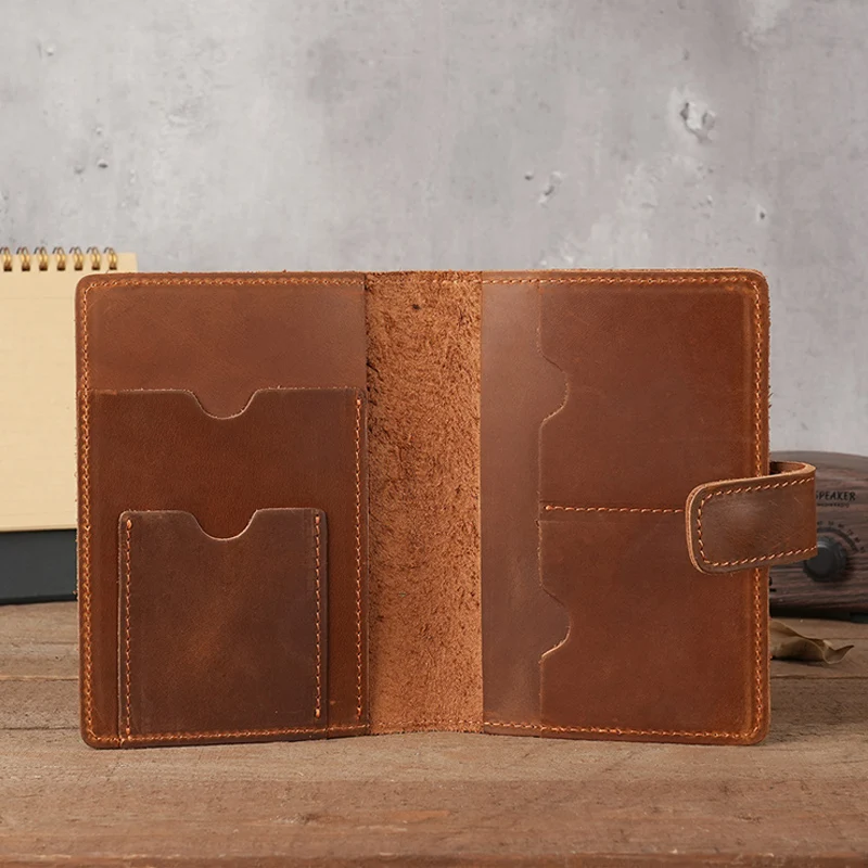 Genuine Leather Small Passport & Card Wallet - Solid Color Unisex Passport Cover Case, Credit Card Holder for Business