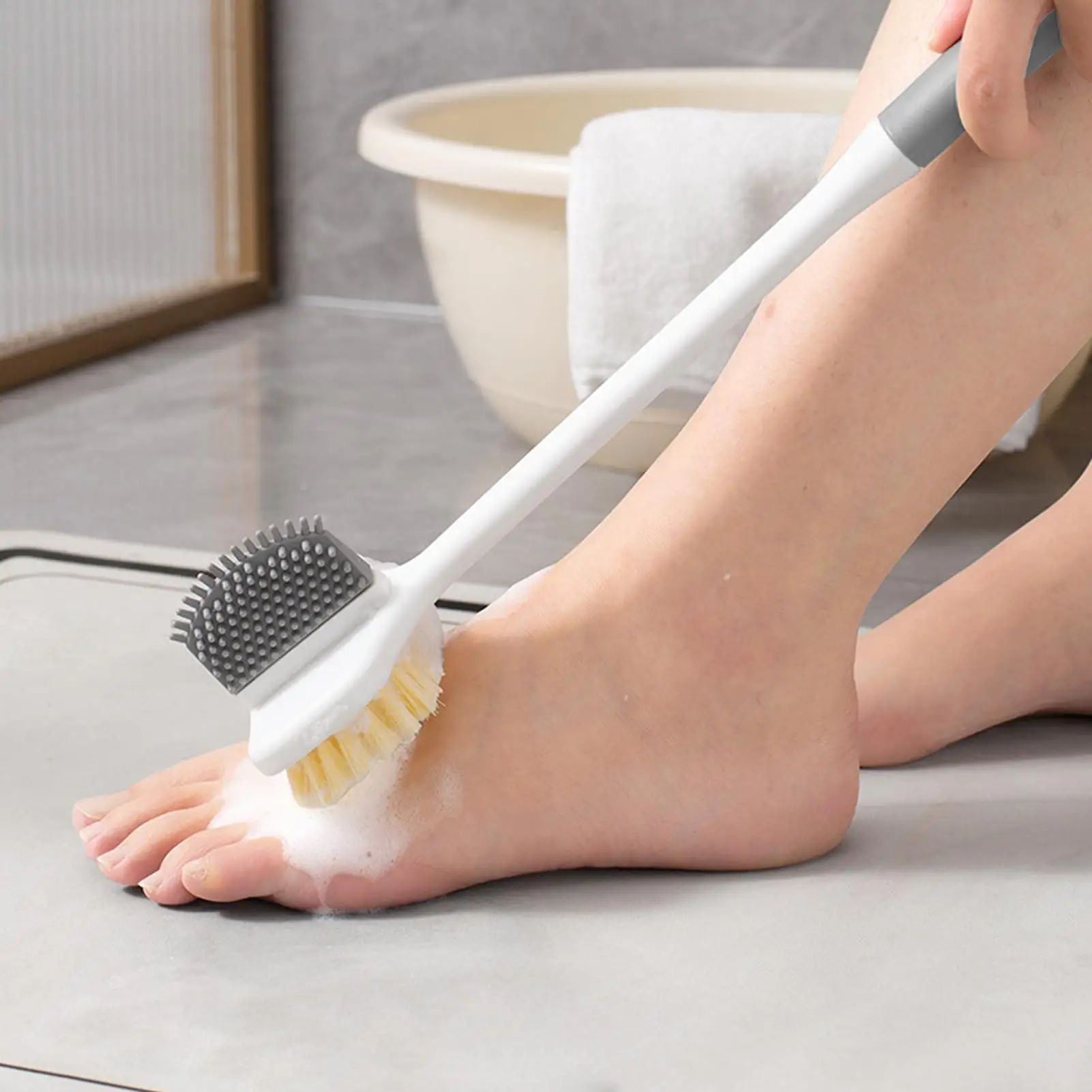 Feet Feet Scrubber Double-Sided Long Handle Bathing Tool Heel Sole Brushing Scrubber for Elderly Men Women Adults Bathroom Dorm - Aliexpress Deal