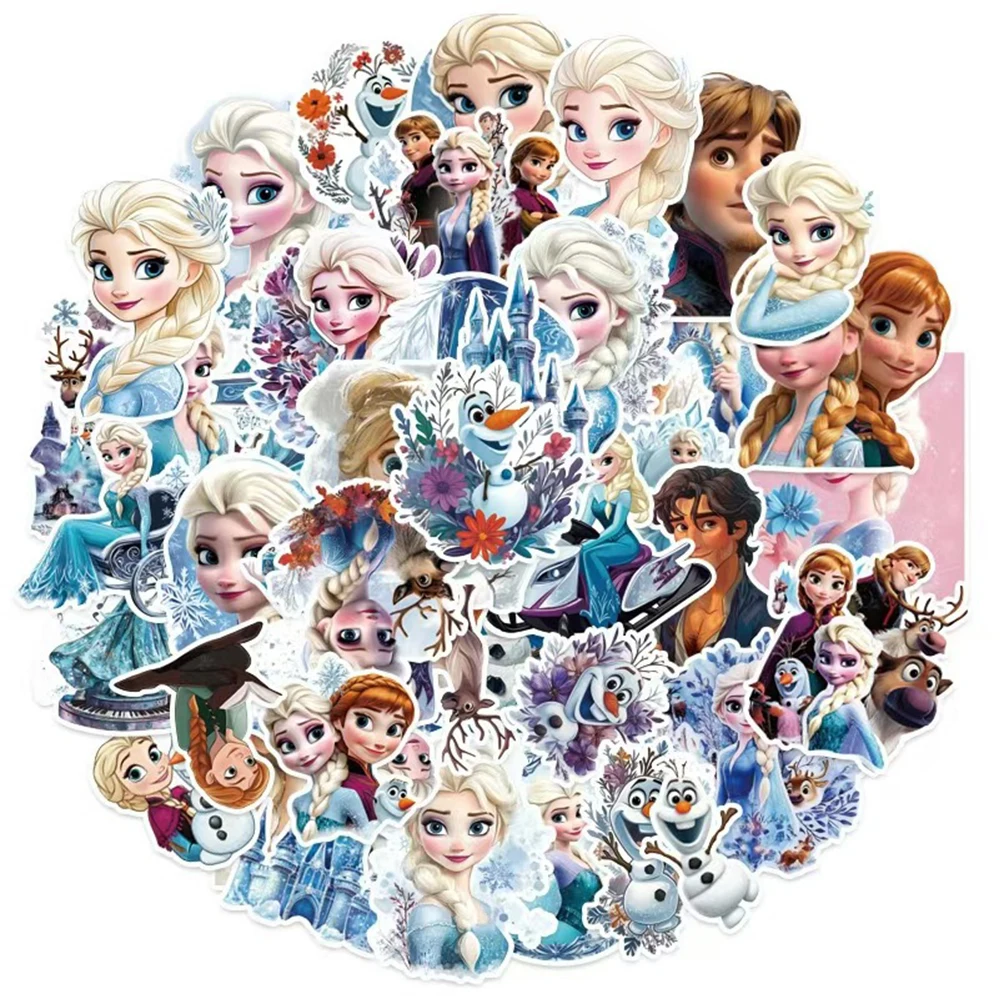 50 Stück Cartoon Elsa Aufkleber Prinzessin Anna Niedliche Sticker für Laptop, Handy, Kühlschrank, Koffer, Tagebuch, Scrapbooking – Detail 2