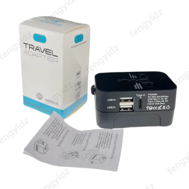 Universal Travel Adapter with USB C - All-in-One Worldwide Wall Charger with AC Power Plug Adapter for USA EU UK AUS