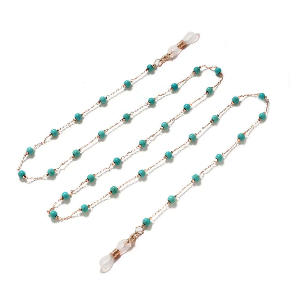 Turquoise Beads Glasses Chain Anti-Lost Neck Strap Eyeglass Holder Necklace Beaded Hanging Neck Eyeglass Chain Holder