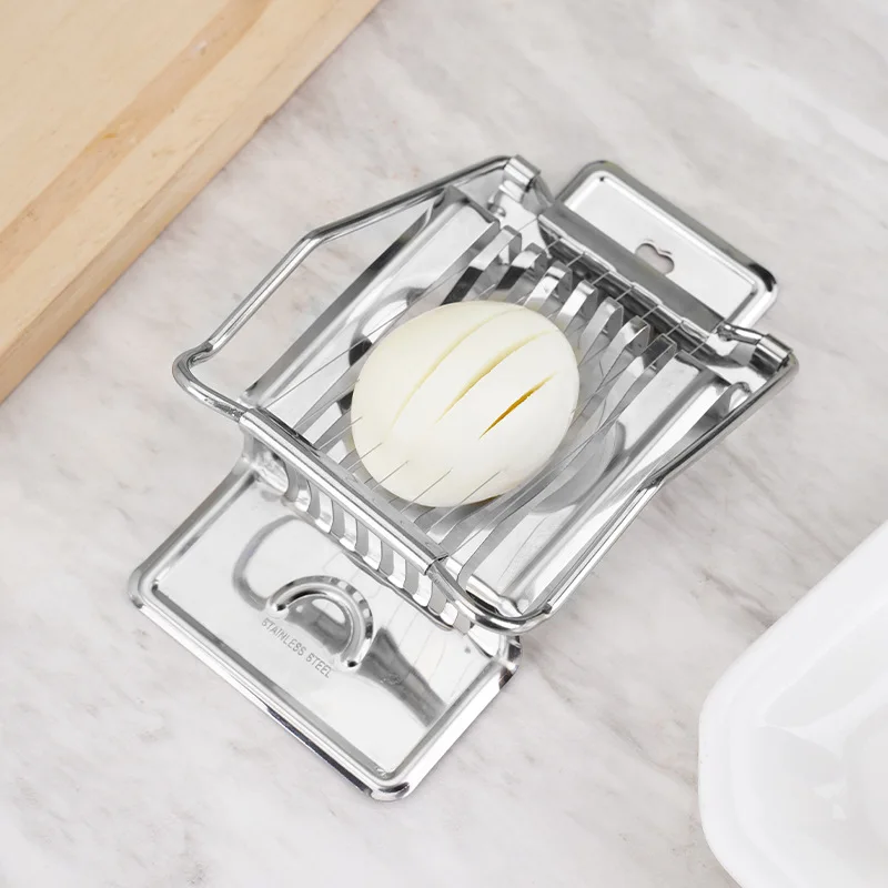 1pcs Slicer Egg Ham Meat Vegetable Fruit Slicer Stainless Steel Anti Slip Egg Cutter With Bracket Kitchen Household Accessory