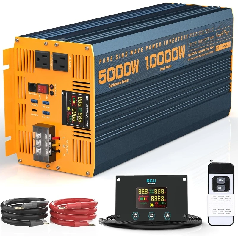 

Inverter Pure Sine Wave Peak Heavy Duty Inverter with Remote Control and LED Display, 4 USB/Type-C Ports