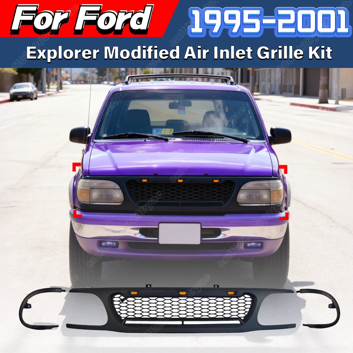 For Ford Explorer 1995 1996 1997 1998 1999 2000 2001 Car Front Bumper Modified Radiator Tank Protective Cover Body Off-road Kit