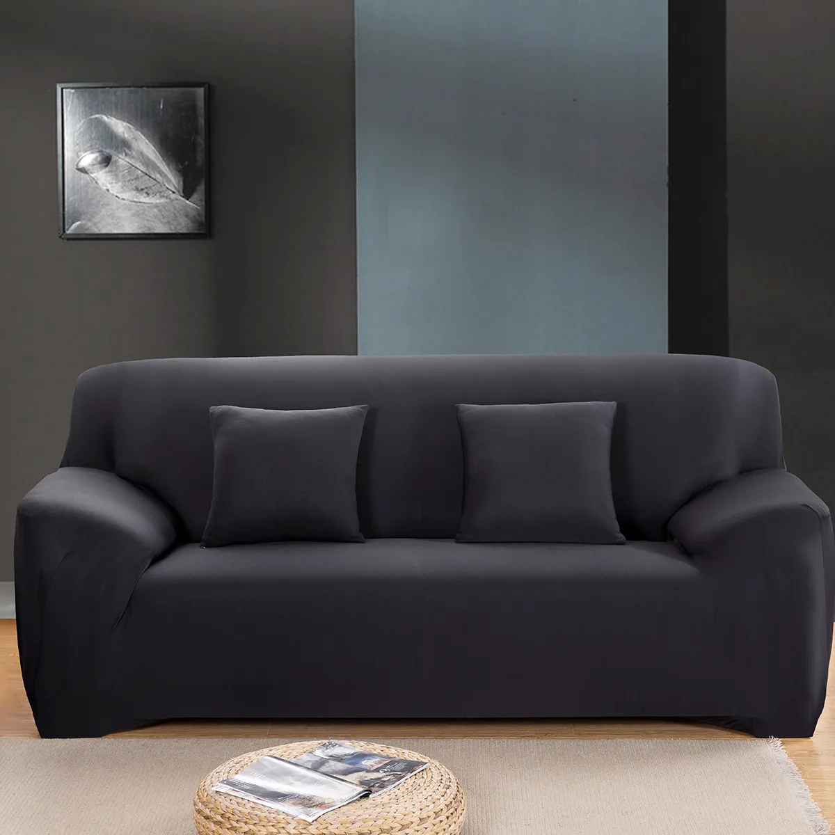 2Pcs Elastic Sofa Slipcover 77-90In Sofa Protector Cover Couch Covers for Pets Stains Protection Couch Covers