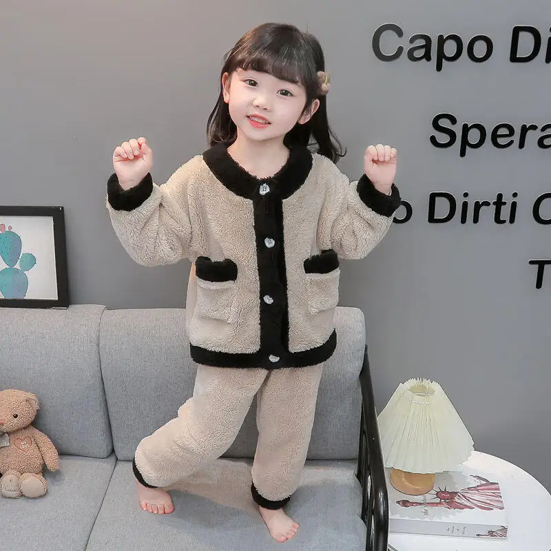 فتاة Homewear قطعتين مجموعة الشتاء بلايز السراويل الخريف رشاقته منامة الطفل الدفء Kawaii موضة نمط جديد ملابس كاجوال #6