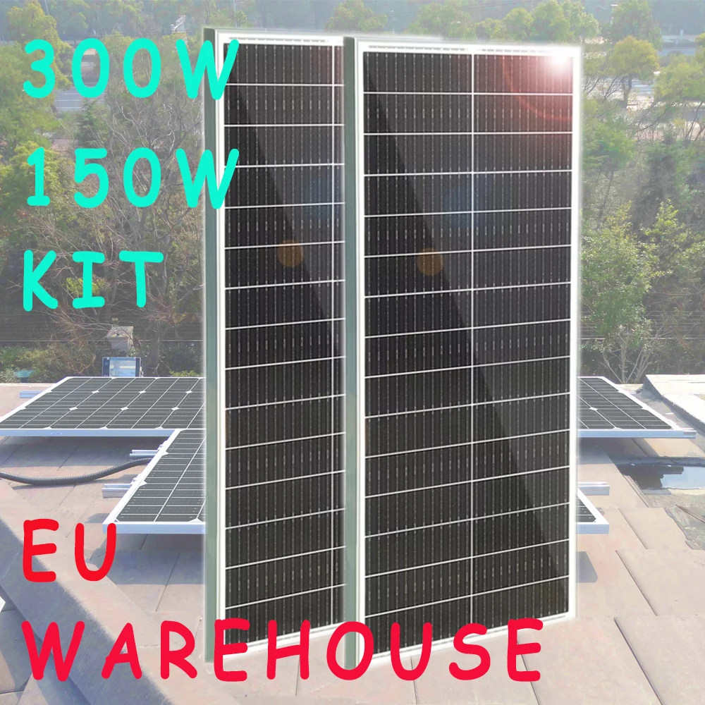12v Glas Solarpanel 300w 150w gehärtetes Glas Aluminium Rahmen Solarbatterie Ladesystem für zu Hause Camper Boot Reise Mono Zelle Bypass Diode EU Lager DHL Versand 220V 1000W