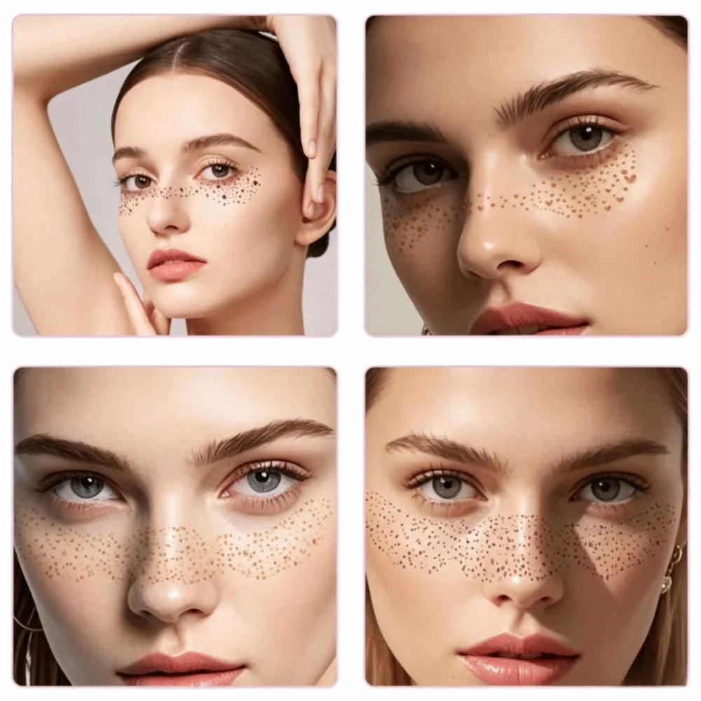 6pcs Glitter Fake Freckles Tattoo Stickers Sparkle Convenient Waterproof Temporary Tattoo Long Lasting Face Stickers