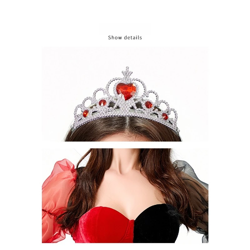 

Adult Women Carnival Halloween Cosplay Queen of Hearts Princess Dress Party Performance Stage Costume Masquerade Outfits