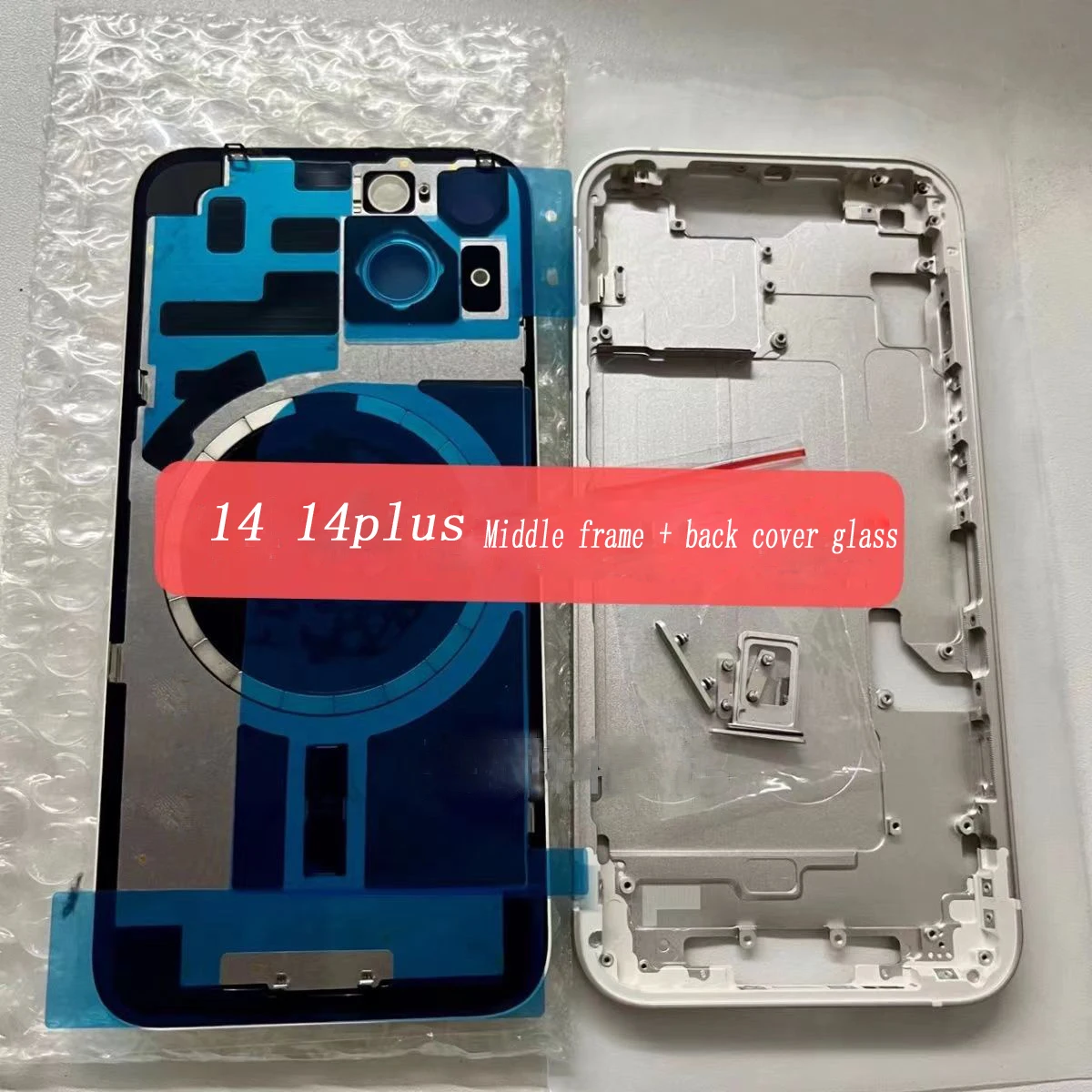 Integrated Quality Back Battery Glass Cover + Middle frame + Edge key For IPhone 14 15plus 14 15Pro Max Rear Housing Replacement