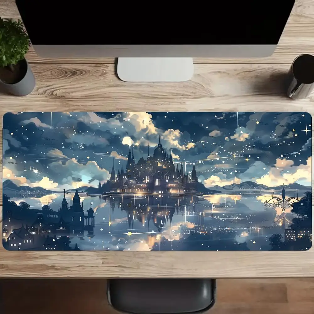 Fantasy Starry Sky Castle Mouse Mats Laptop Accessories Gaming Room Decoration Office Decor Desk Mat XXL Mousepad Keyboard Mat