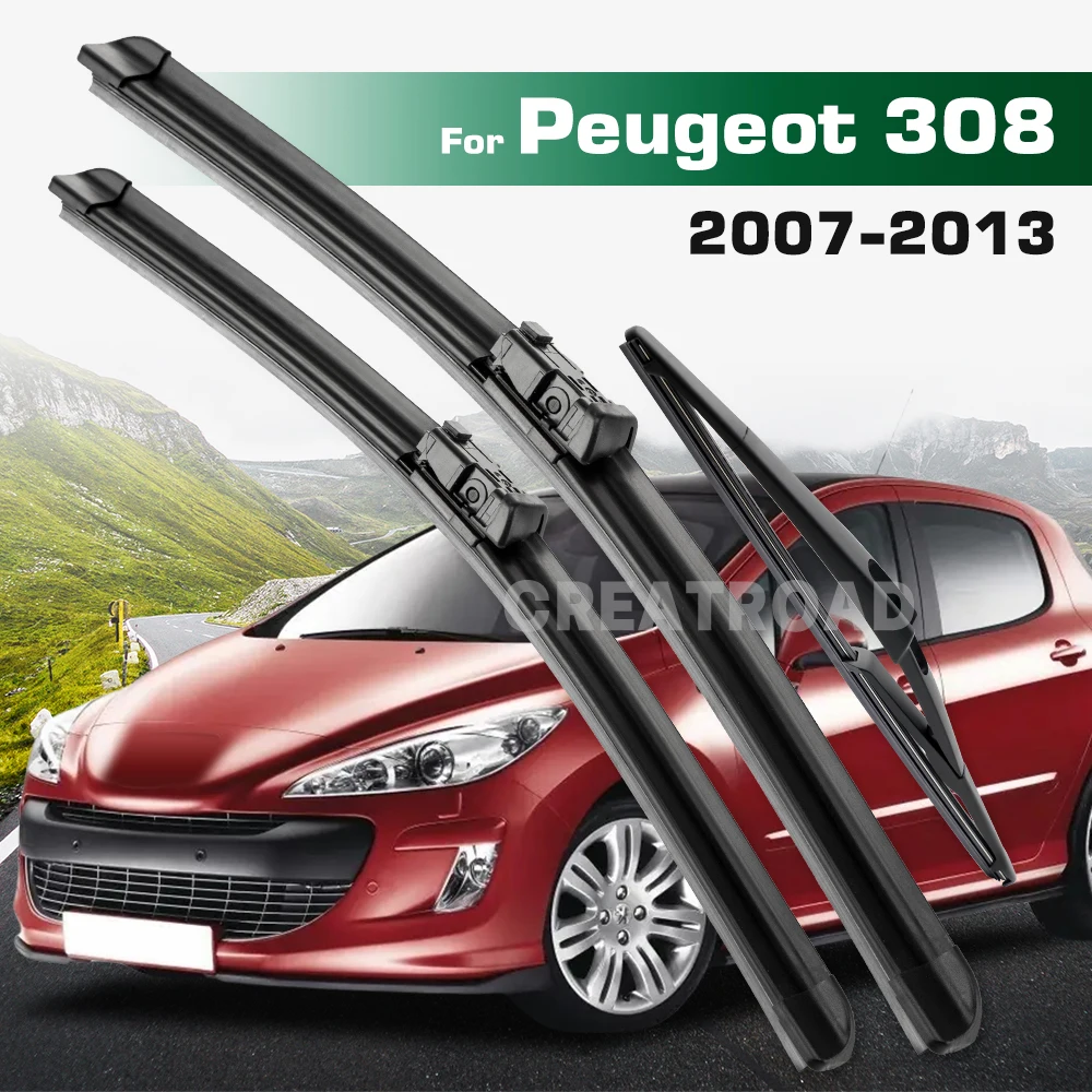 

GREATROAD Wiper LHD&RHD Front & Rear Wiper Blades Set For Peugeot 308 T7 Hatchback 2007 - 2013 Windshield Windscreen Window