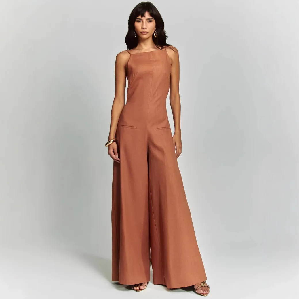 

Sexy Versatile High Waist Skinny Wide Leg Pants Women's Jumpsuit Fashion Simple Temperament Elegant Holiday Style High-end Dress