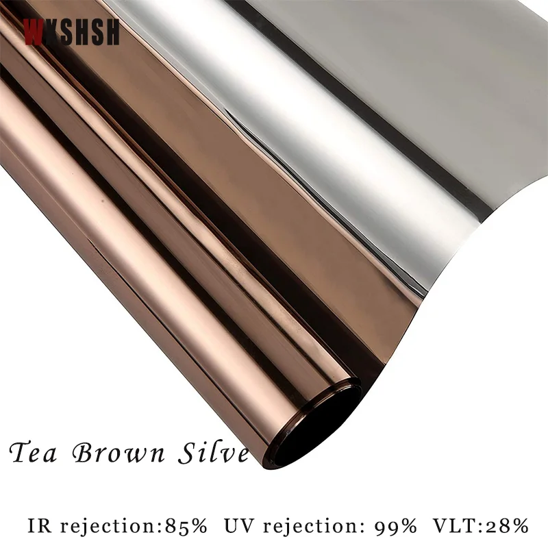 Window glass sticker Glare Reduction Explosion-Proof Decorative mirrors Reflection Privacy Living Room Office Tea Silver Color