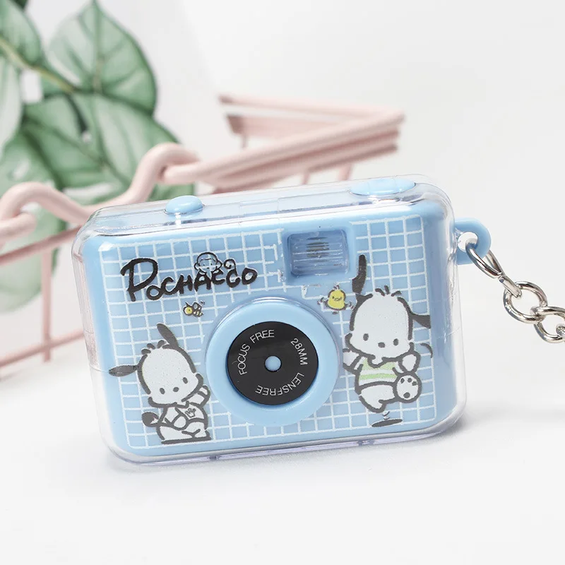 Sanrio Cute Cartoon Keychain My Melody Kuromi Cinnamoroll Key Ring Camera Pendant  LED Flashlight Ornaments Jewelry Gifts