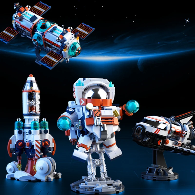 2024 MOC Aerospaces Astronaut Rocket V Launch Space Station Spacecrafts City Building Blocks Classic Model Bricks Kits Ideas