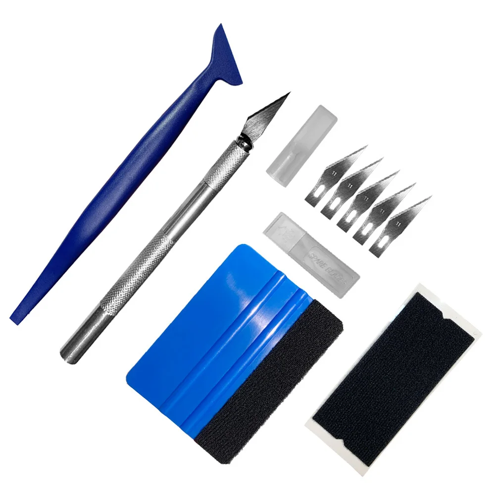 Professional Complete Vinyl Wrap Tool Kit Carbon Fiber Squeegee Tint Cutter for Car Window Tint Film Application