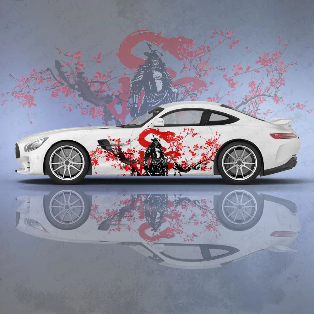 Japanse Samurai 2 Stuks Auto Sticker Voor Universele Grote Auto Vinyl Wrap Sticker Custom Auto Sticker Voor Auto Zijkap Decoratie