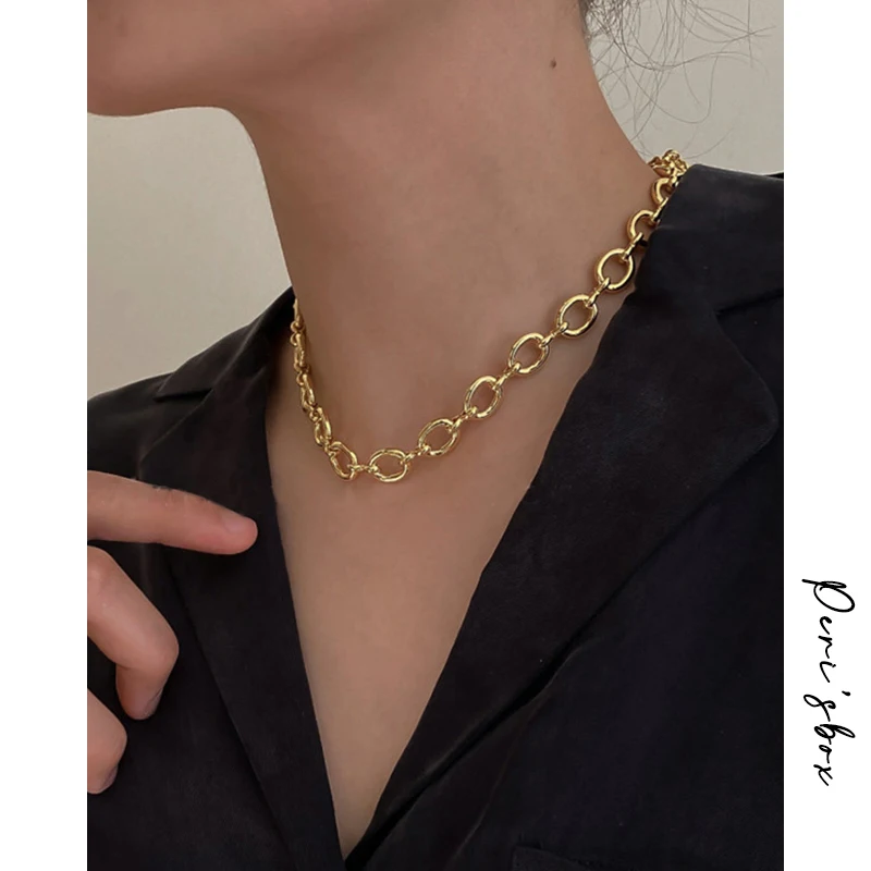 Peri\'sBox Gold/Silver Color Linked Small Circle Necklaces Beaded Geometric Necklaces for Women Minimalist Necklace 2020 Jewelry