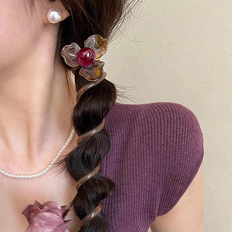 Coleteros de alambre para mujer y niña, cintas de goma elásticas giratorias en espiral para teléfono, accesorios para el cabello