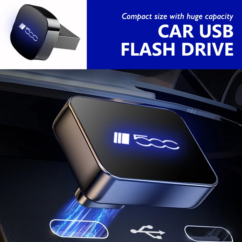 Автомобильный дорожный портативный накопитель 32 ГБ/64 ГБ квадратный USB-накопитель для Fiat 500 124 595