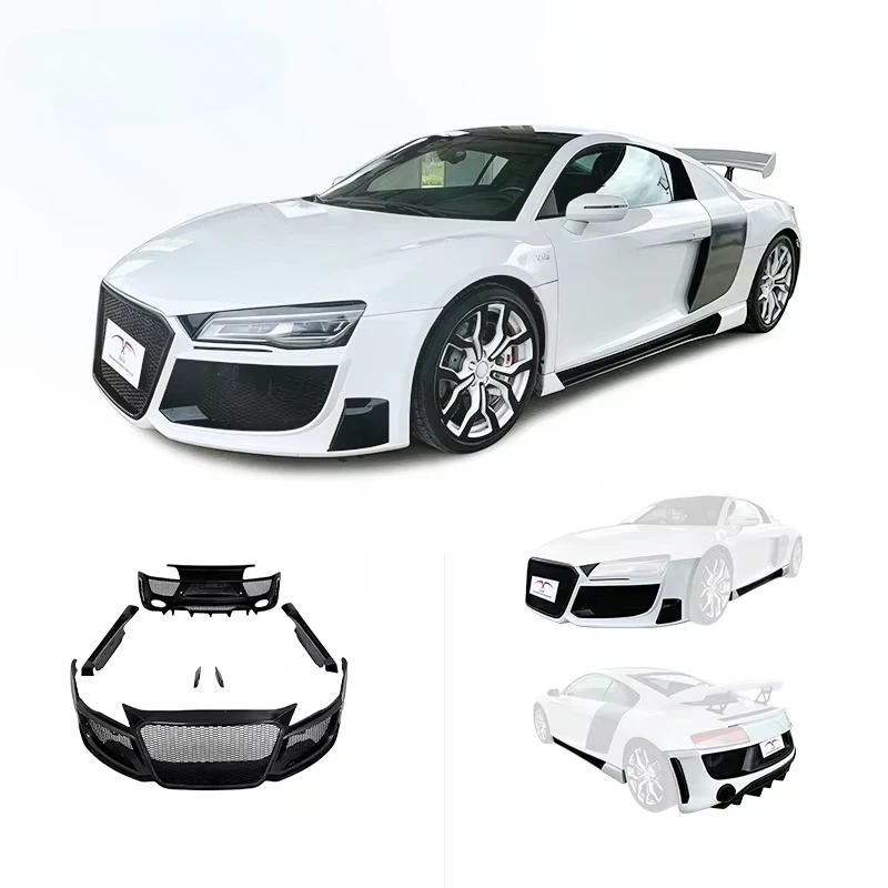 For Audi R8 Upgrade R Style Body Kit Car Bumpers Front Bumper Front Splitter Side Skirt Rear Bumper Decorative Accessories